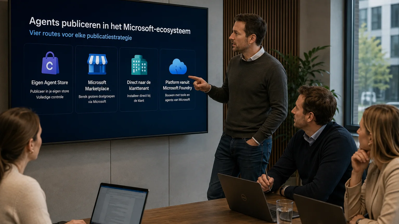 Architects discussing the four publishing routes for agents in the Microsoft ecosystem.